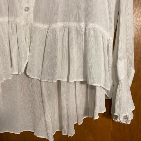 Lauren Conrad Sheer White High Low Top XXL - Picture 6 of 9